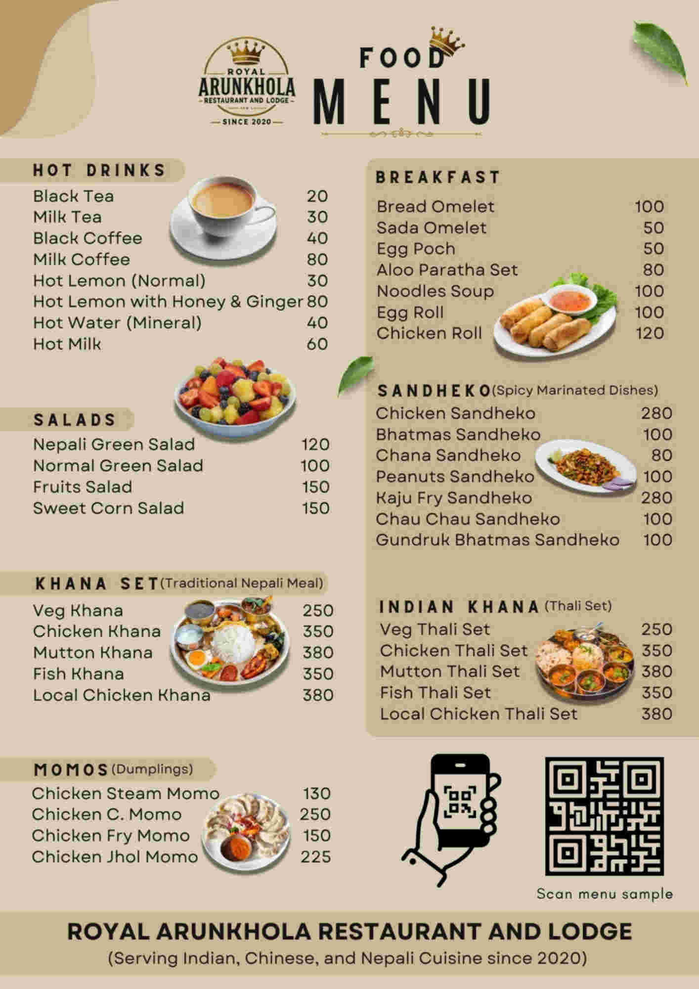Menu design sample for restaurant